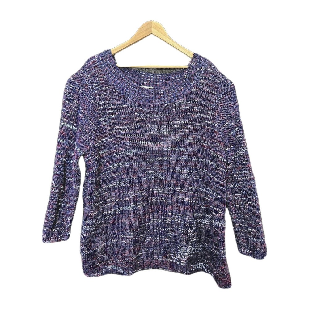 Catherines Sweater Womens 3X 26/28W Purple Cotton Pullover Oversized Cozy